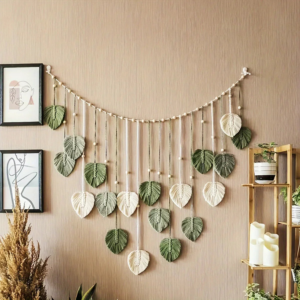 Woven Green Leaf Wall Art