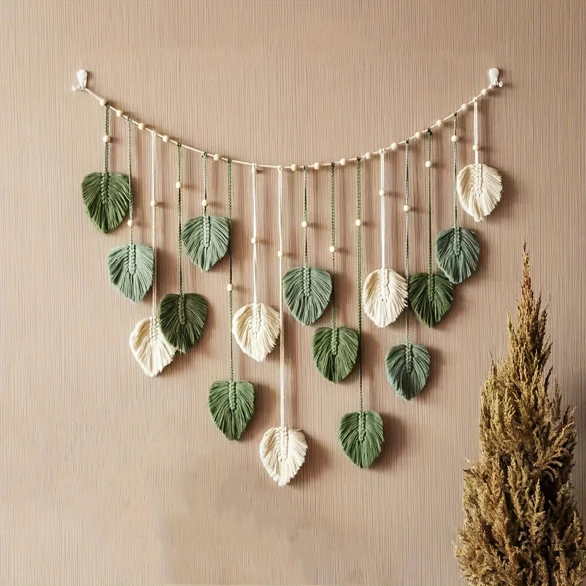 Woven Green Leaf Wall Art