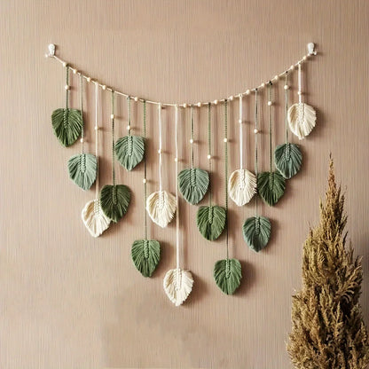 Woven Green Leaf Wall Art